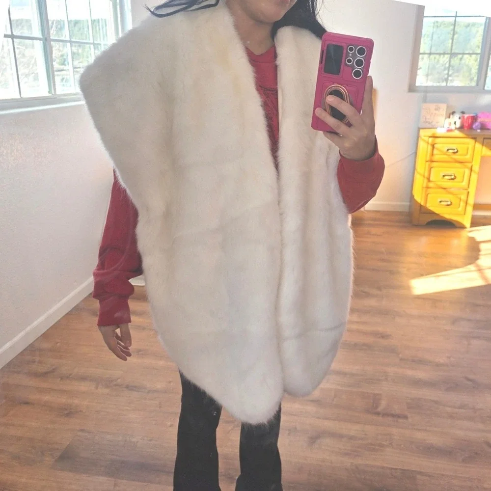 Restoration Hardware RH Ivory Faux Fur Throw Blanket Ultra Soft‎ Plush Luxury